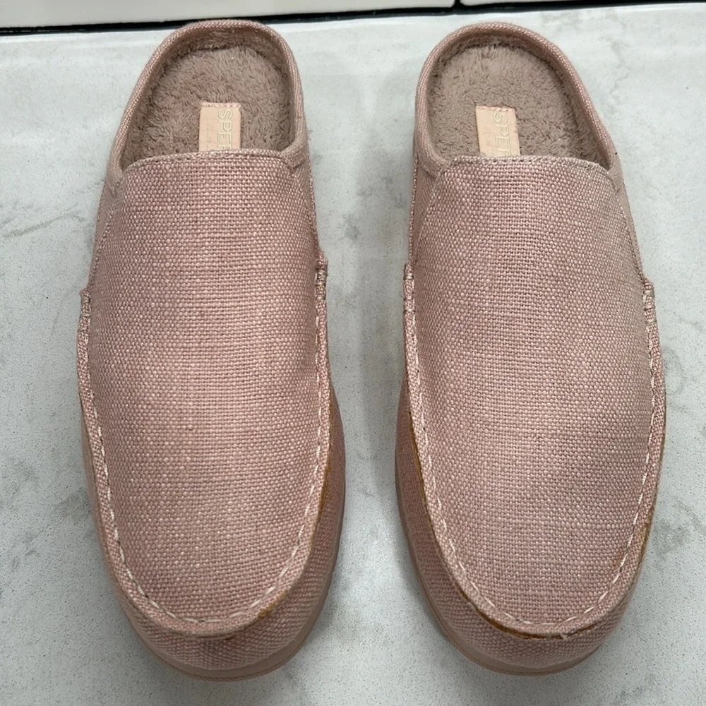 Sperry Moc-Sider Mule Canvas Hemp 10M Blush Pink Casual Slip On Comfortable NWOT